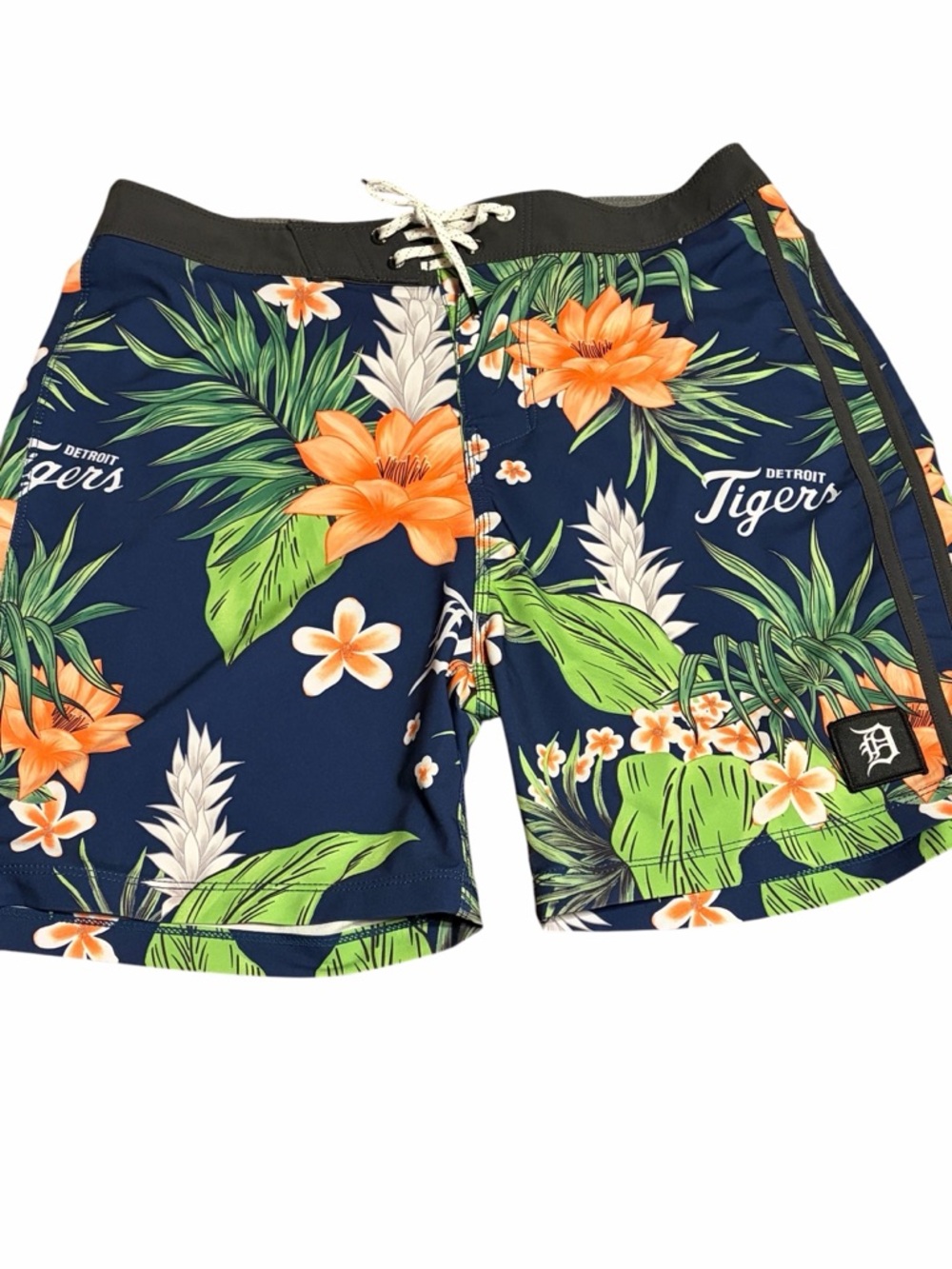 Hurley Navy Floral Detroit Tigers Board Shorts with Orange Blooms
